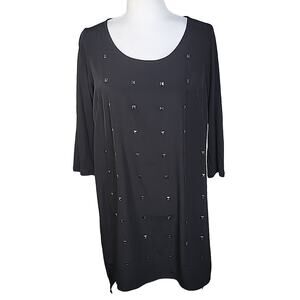 Express Metallic Studded Quarter Sleeve Black Sheath Dress Womens Medium NWT